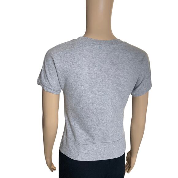 Adidas Women's Small Crop Top Graphic Logo Short Sleeve Gray Black 100% Cotton - Picture 4 of 6